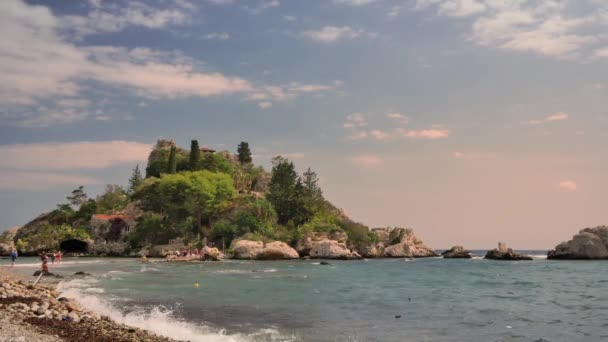 Isola Bella Красивый Остров Около Сицилии Италия — стоковое видео