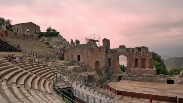 Antyczny Teatr Taorminie Sycylii — Wideo stockowe