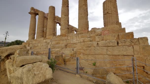 Tapınaklar Valle Del Templi Sicilya Eski Tapınaklar Sicilya Daki Ünlü — Stok video