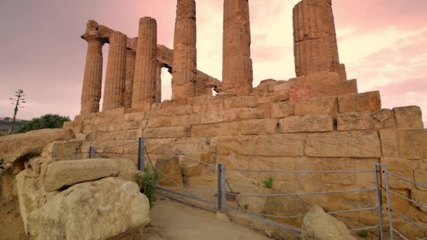 Templos Valle Del Templi Sicilia Los Templos Antiguos Famoso Monumento — Vídeos de Stock