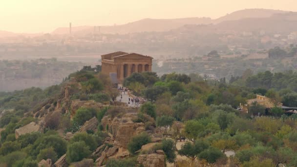 Tapınaklar Valle Del Templi Sicilya Eski Tapınaklar Sicilya Daki Ünlü — Stok video