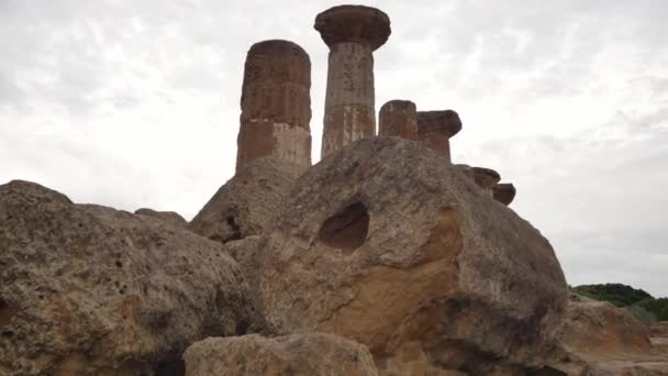 Templomok Valle Del Templi Szicília Ban Régi Templomok Szicília Híres — Stock videók