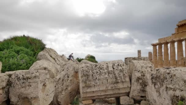 Parku Archeologicznego Selinunte Sycylia Ruiny Świątyni Sycylii — Wideo stockowe