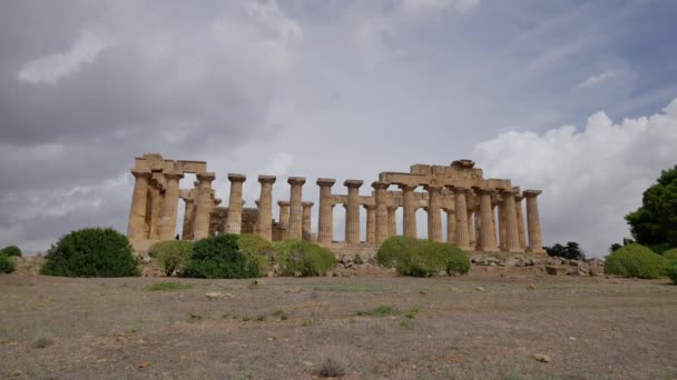 Selinunte Arkeolojik Park Sicilya Sicilya Tapınağı Kalıntıları — Stok video