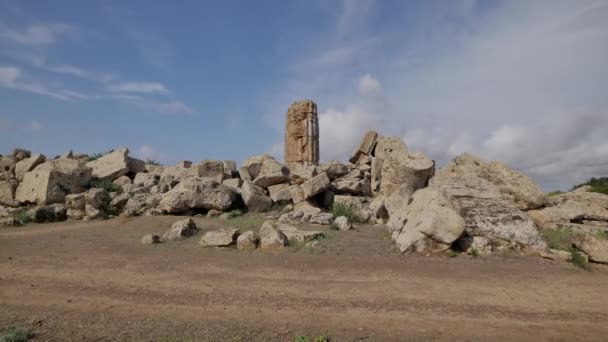 Selinuntes Arkeologiska Park Sicilien Ruinerna Templet Sicilien — Stockvideo