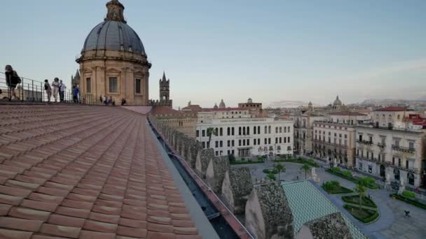 Uitzicht Vanaf Kathedraal Van Dak Sicilië Stadsgezicht Van Palermo — Stockvideo