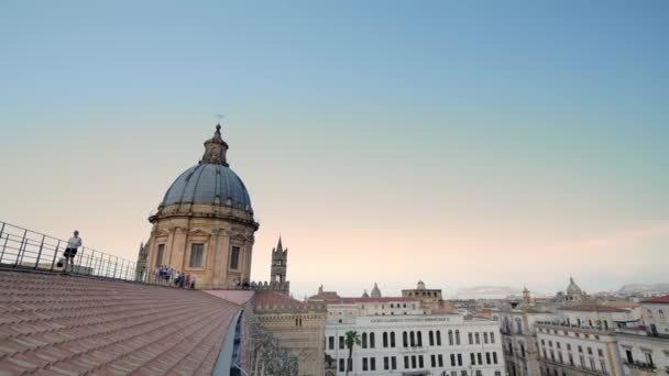 Вид Крыши Собора Сицилия Пейзаж Палермо — стоковое видео