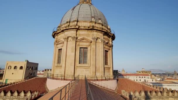 View Cathedral Roof Sicily Cityscape Palermo — Stock Video