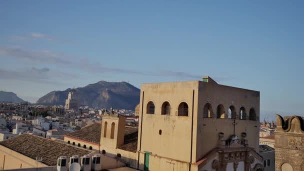Palermo Sicilya Panoraması Katedrali Nın Çatıdan Görüntülemek — Stok video