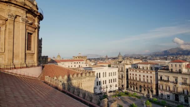 Pohled Katedrály Střechy Sicílie Panoráma Města Palerma — Stock video