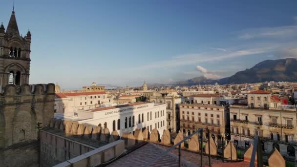 Panorama Van Palermo Sicilië Uitzicht Vanaf Het Dak Van Kathedraal — Stockvideo