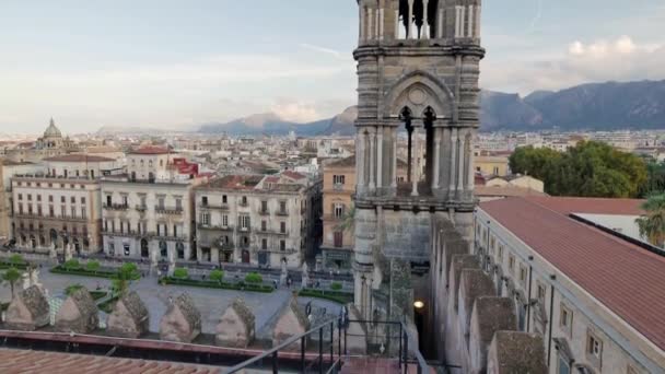 Uitzicht Vanaf Kathedraal Van Dak Sicilië Stadsgezicht Van Palermo — Stockvideo