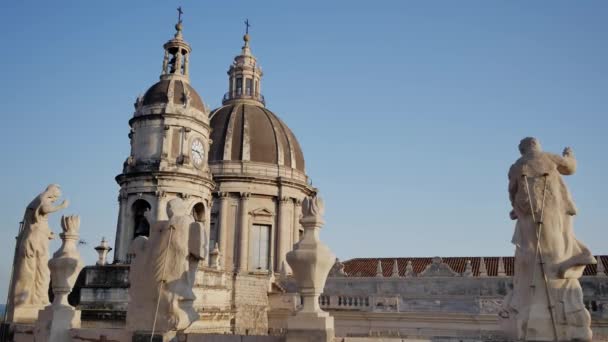 Kathedraal Van Sant Agata Architectuur Van Sicilië Italië — Stockvideo