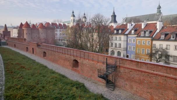 Varšava Barbican Architektura Starého Města Varšava Polsko — Stock video