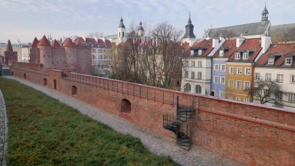 Warszawas Barbican Arkitekturen Gamla Stan Warszawa Polen — Stockvideo