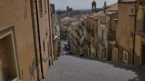 Escadas Cerâmica Famosas Caltagirone Sicília Arquitetura Itália — Vídeo de Stock