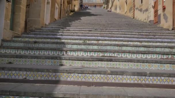 Beroemde Keramische Trap Caltagirone Sicilië Architectuur Van Italië — Stockvideo