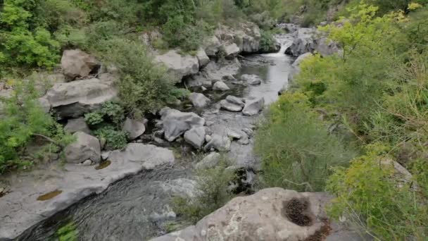 Río Alcántara Sicilia Cañón Con Cascadas Interesantes Formaciones Rocosas Naturaleza — Vídeos de Stock