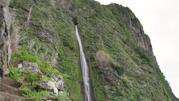 Vackra Vattenfall Sao Vincente Madeira Cachoeira Vicente — Stockvideo