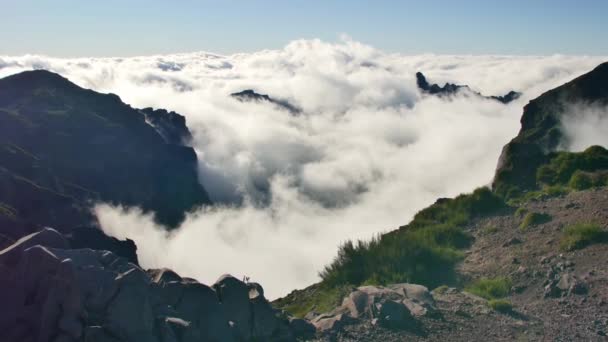 Vereda Areeiro Madeira Vista Hermosas Montañas Sobre Las Nubes — Vídeo de stock