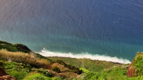 View Point Lombada Velha Madeira Beautiful Trail Huge Cliff Atlantic — Stock Video