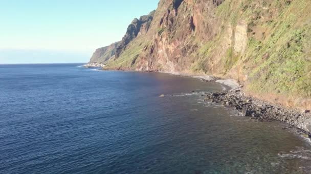 Luchtfoto Beelden Van Jardim Mar Madeira Landschap Van Spring Island — Stockvideo