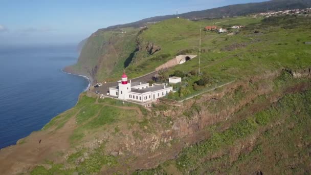 Ponta Pargo Vuurtoren Gezien Vanaf Boven Madeira — Stockvideo