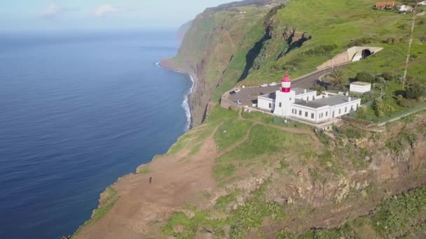 Faro Ponta Pargo Visto Desde Arriba Madeira — Vídeo de stock