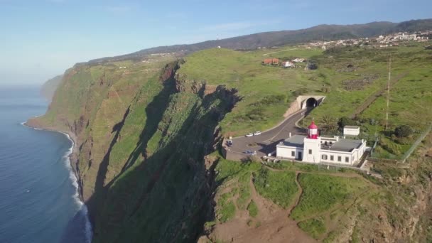 Маяк Понта Парго Вид Сверху Мадейра — стоковое видео