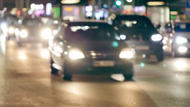 Forgalmi Dugó Varsó Utcáin Esti Kilátás Nagyvárosi Utcára — Stock videók