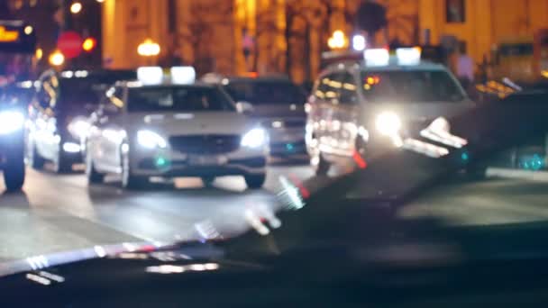 Traffico Strade Varsavia Vista Serale Della Grande Strada Della Città — Video Stock