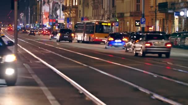 Tram Varsavia Polonia Moderno Modo Ecologico Trasporto Pubblico — Video Stock