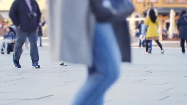 Pessoas Andando Nas Ruas Cidade Velha Varsóvia Imagens Pessoas Irreconhecíveis — Vídeo de Stock