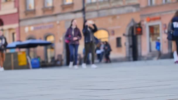 Gente Che Cammina Strade Del Centro Storico Varsavia Filmati Persone — Video Stock