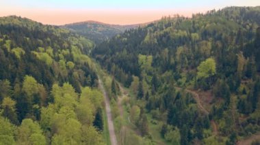Yeşil tepeler ve vadiler güzel hava atış. Bieszczady Dağlar yukarıda da görüleceği doğası.