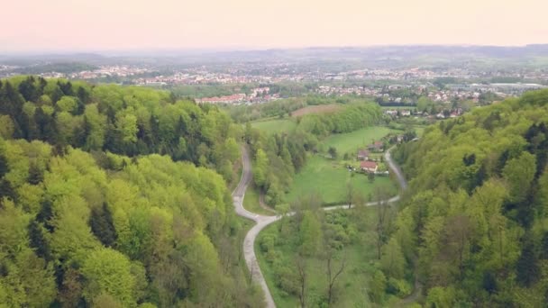 Beau Plan Aérien Collines Verdoyantes Vallées Nature Monts Bieszczady Vue — Video