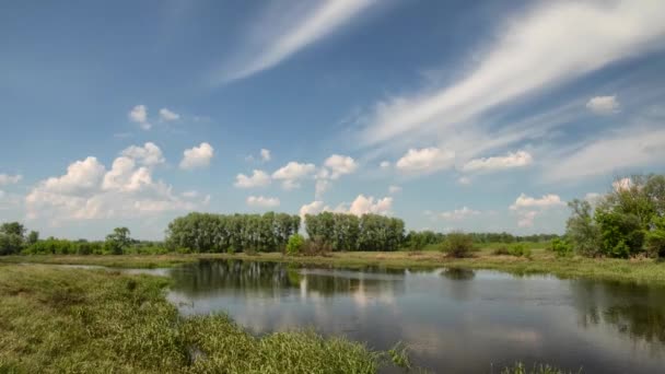 Images temporelles de nuages orageux se déplaçant sur le ciel. Paysage rural en été .