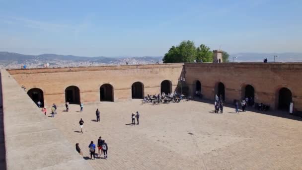 Montjuic Замок Барселона Каталонія Іспанія — стокове відео