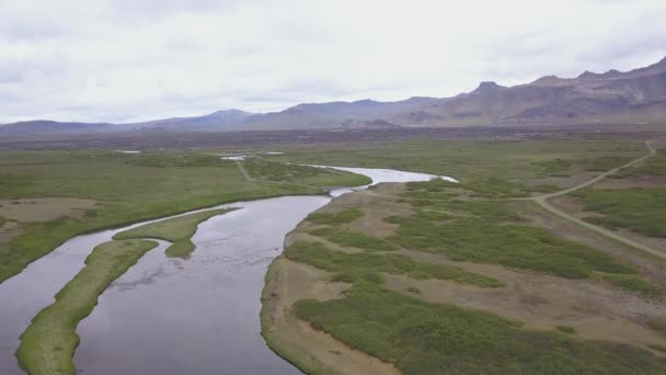 Rivier Van Bovenaf Gezien Ijsland — Stockvideo