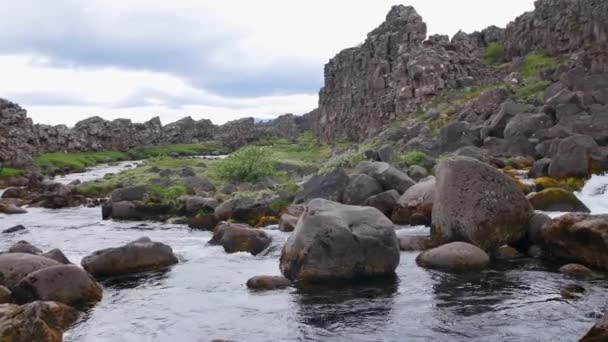 Thingvellir Στην Ισλανδία Κύρια Έλξη Του Χρυσού Κύκλου — Αρχείο Βίντεο