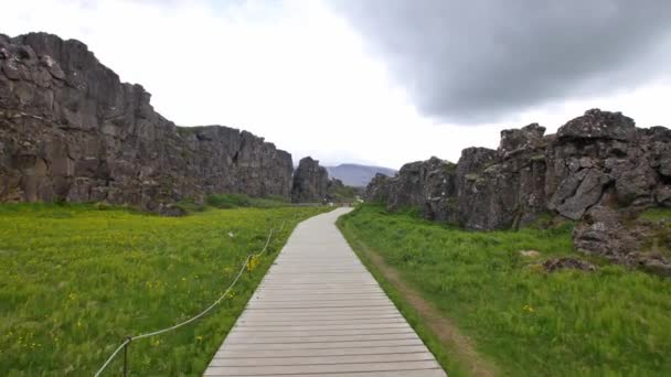 Thingvellir Zlanda Golden Circle Ana Cazibesi — Stok video