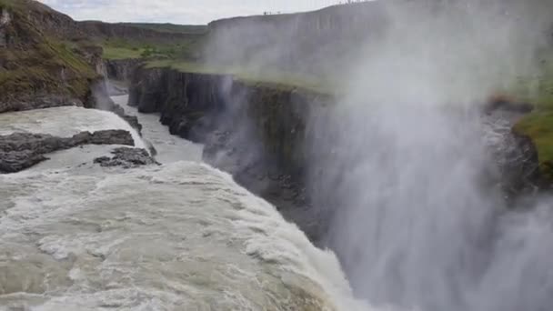 Gullfoss Waterval Ijsland Prachtige Enorme Waterval Grote Kracht Van Natuur — Stockvideo