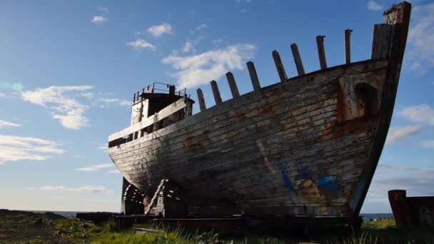 Schipbreuk Akranes Ijsland — Stockvideo