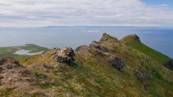 View Kirkjufell Mountain Iceland — Stock Video