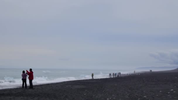 Diamentowa Plaża Pełna Gór Lodowych Islandia — Wideo stockowe