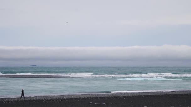 Diamond Beach Llena Icebergs Islandia — Vídeos de Stock