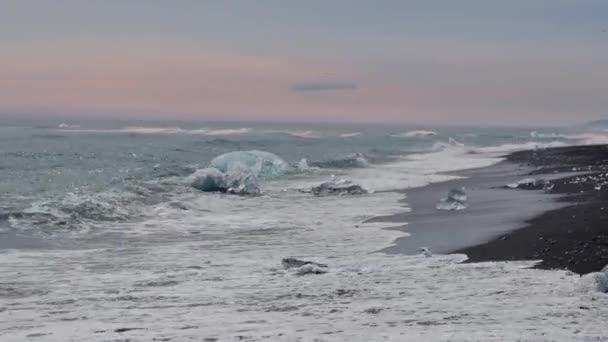 Diamond Beach Piena Iceberg Islanda — Video Stock
