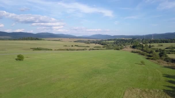 Beau Plan Aérien Collines Verdoyantes Vallées Nature Monts Bieszczady Vue — Video