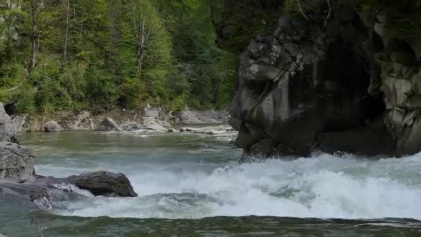 Vattenfall Probiy Karpatiska Bergen — Stockvideo