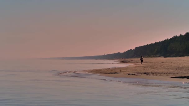 Pessoas Que Relaxam Praia Mar Báltico Pôr Sol — Vídeo de Stock